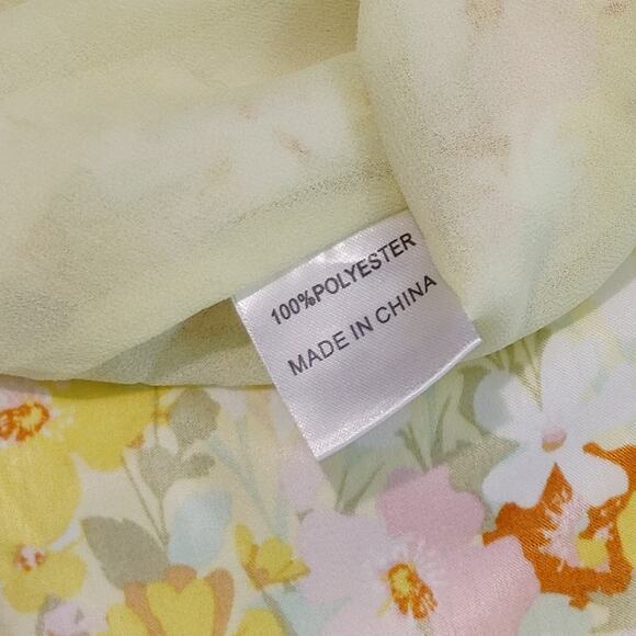 Rumor A-Line Mini Skirt High Waist Floral Print Yellow Multicolor Womens Size 10 - Picture 8 of 10